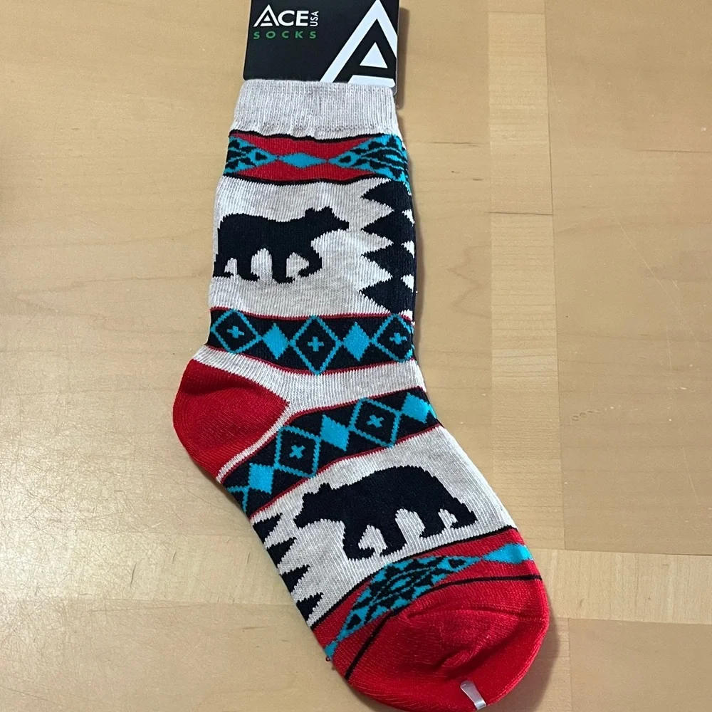 Youth Patterned Socks - Red and Black